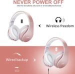 ZIHNIC Wireless Over-Ear Headphones – Foldable, Rose Gold - Image 2